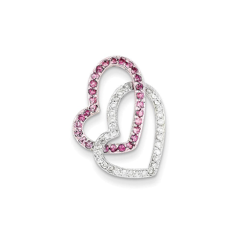 14K Weißgold Rosa Saphir & Echt Diamant Kette Anhänger