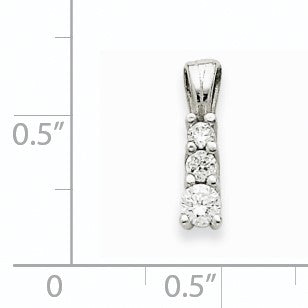 14K Weißgold Anhänger mit 3 echten Diamanten (Drei-Stein-Design)