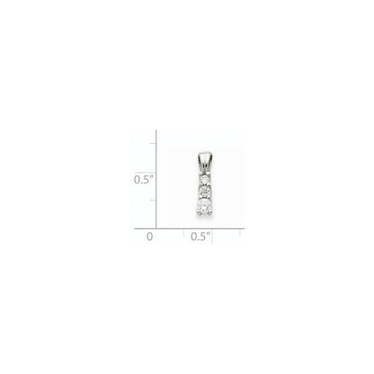 14K Weißgold Anhänger mit 3 echten Diamanten (Drei-Stein-Design)
