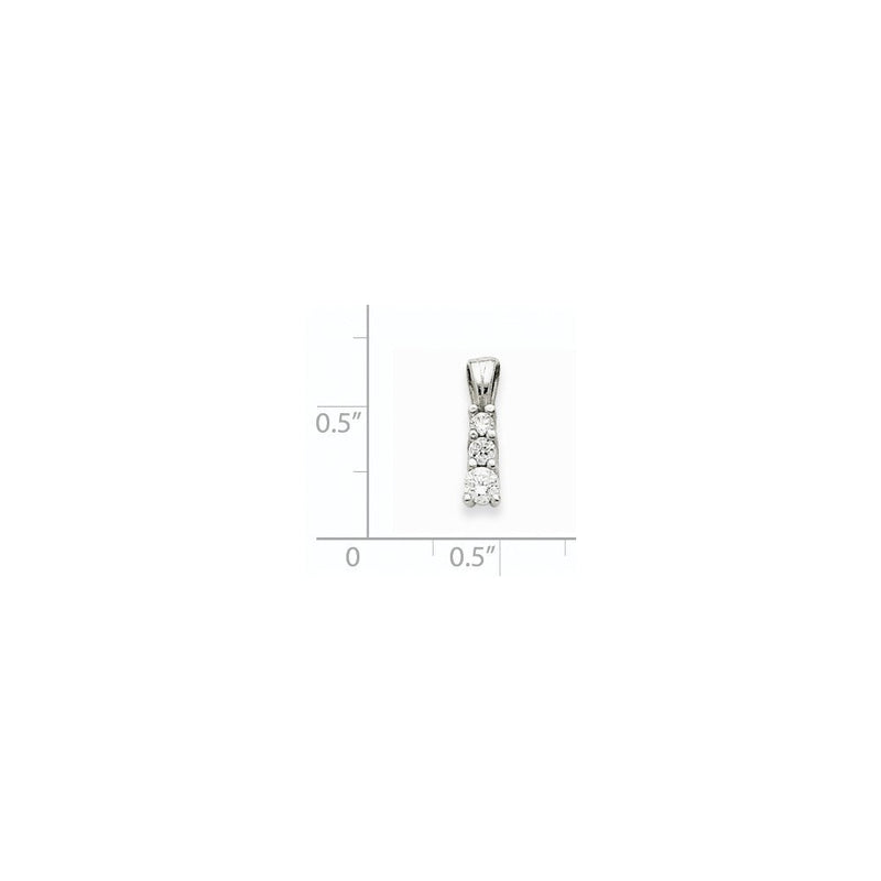 14K Weißgold Anhänger mit 3 echten Diamanten (Drei-Stein-Design)