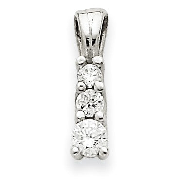 14K Weißgold Anhänger mit 3 echten Diamanten (Drei-Stein-Design)