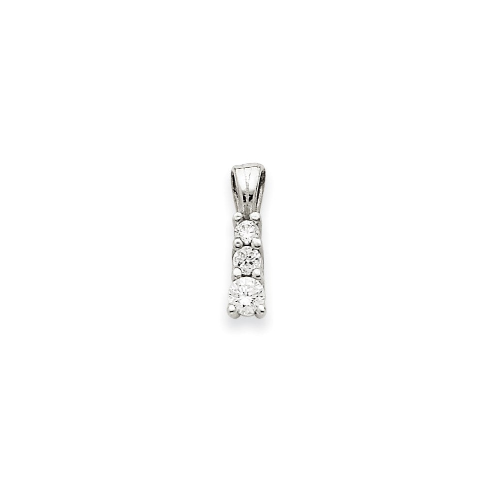 14 Karat Weißgold AAA Diamant-Anhänger mit echten Diamanten, dreisteinig