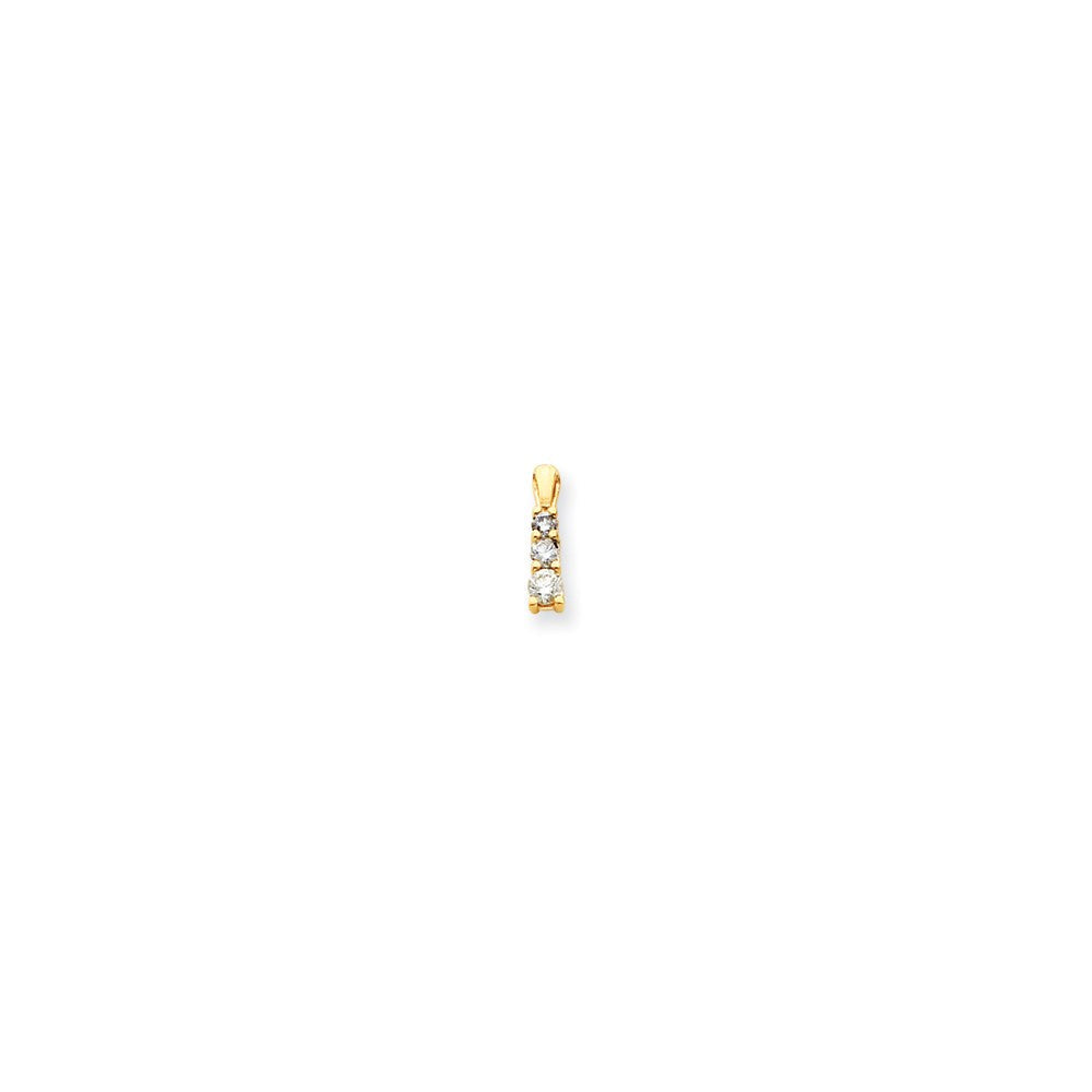 14K Gelbgold AA Diamant-Anhänger mit drei Steinen