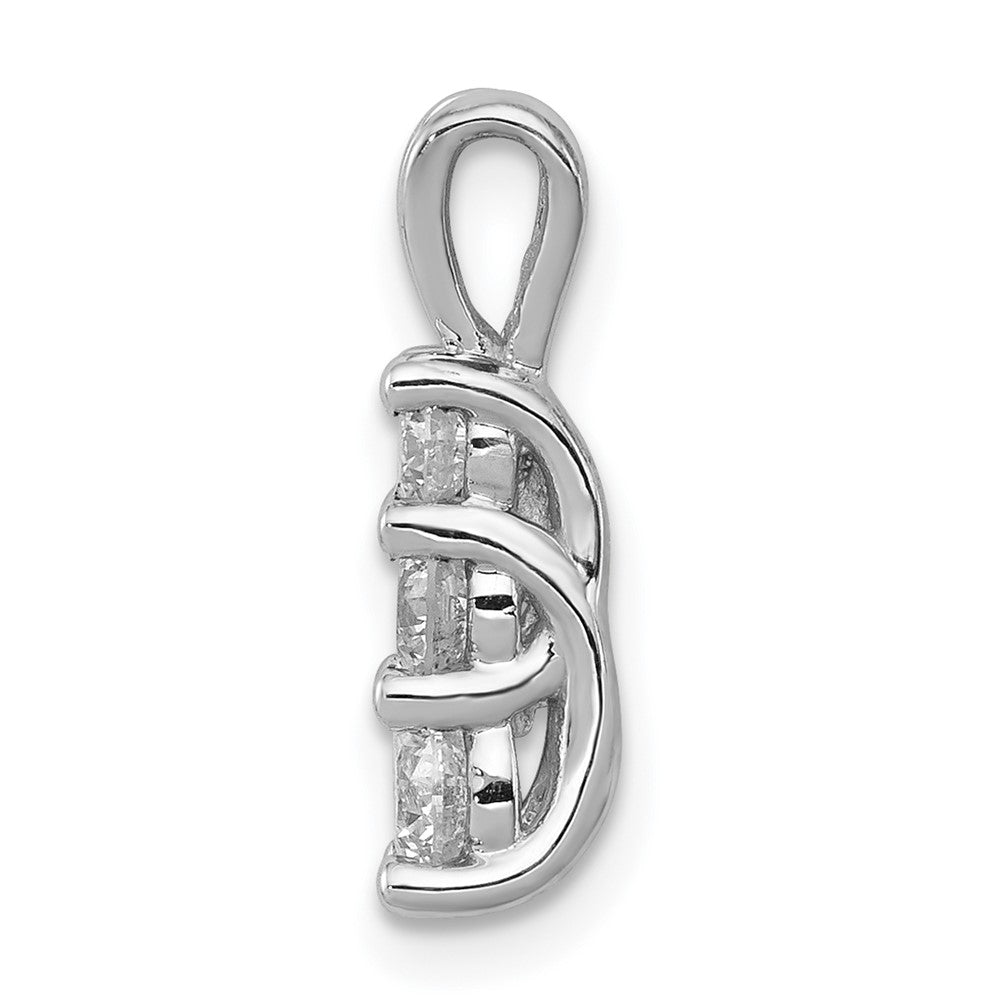 14K Weißgold Diamant-Anhänger, klein, Dreistein