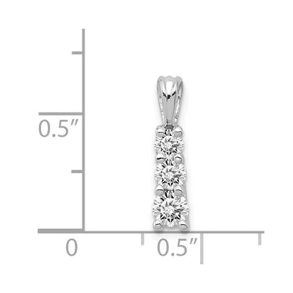 14K Weißgold Diamant-Anhänger, klein, Dreistein