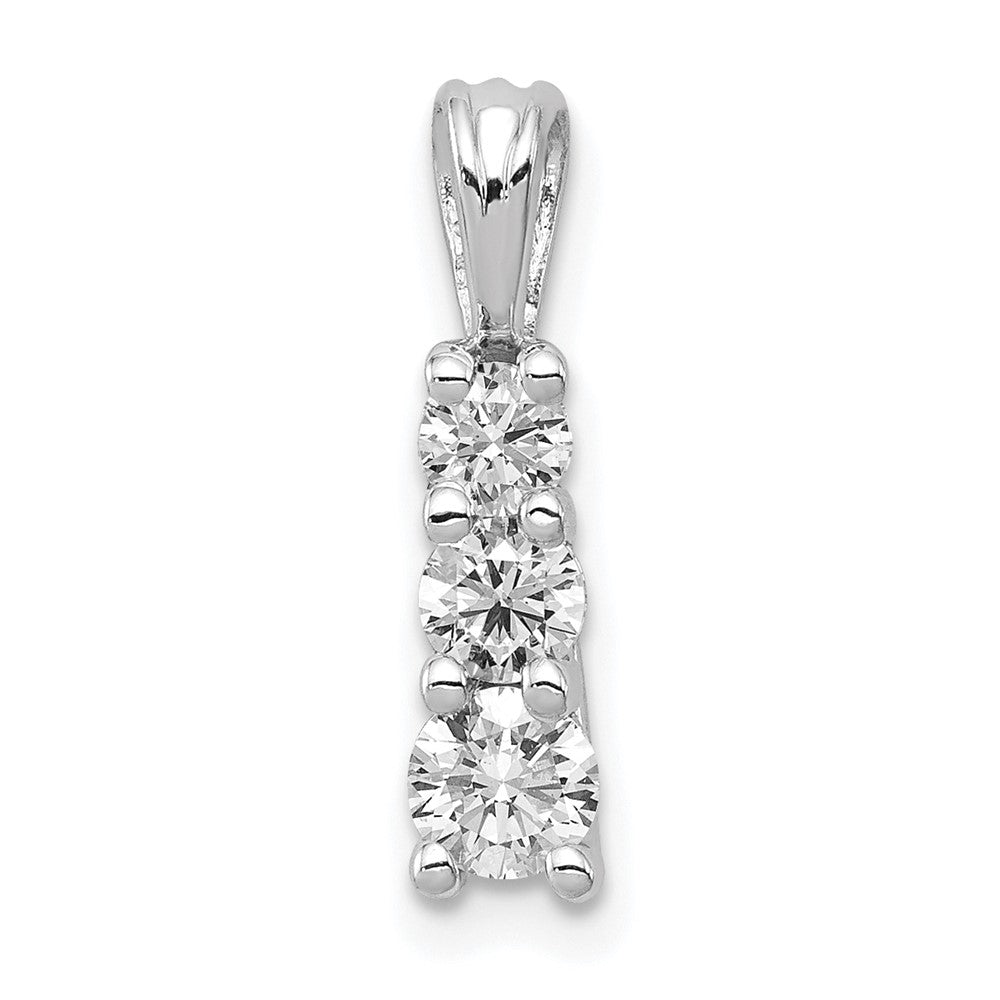 14K Weißgold Diamant-Anhänger, klein, Dreistein