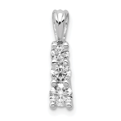 14K Weißgold Diamant-Anhänger, klein, Dreistein