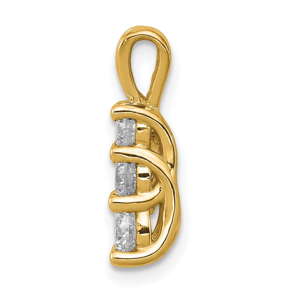 14K Gelbgold 0,5 ct. Laborgezüchteter Diamant VS/SI+ G+ Drei-Stein-Anhänger