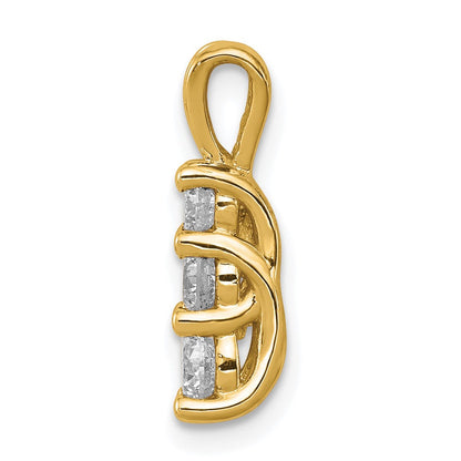 14K Gelbgold 0,5 ct. Laborgezüchteter Diamant VS/SI+ G+ Drei-Stein-Anhänger
