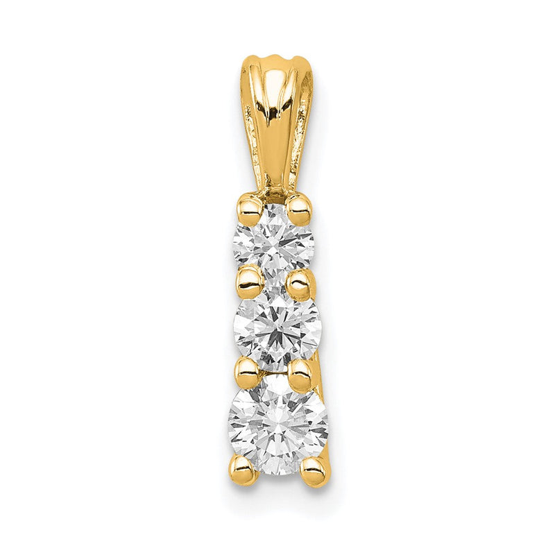 14K Gelbgold 0,5 ct. Laborgezüchteter Diamant VS/SI+ G+ Drei-Stein-Anhänger