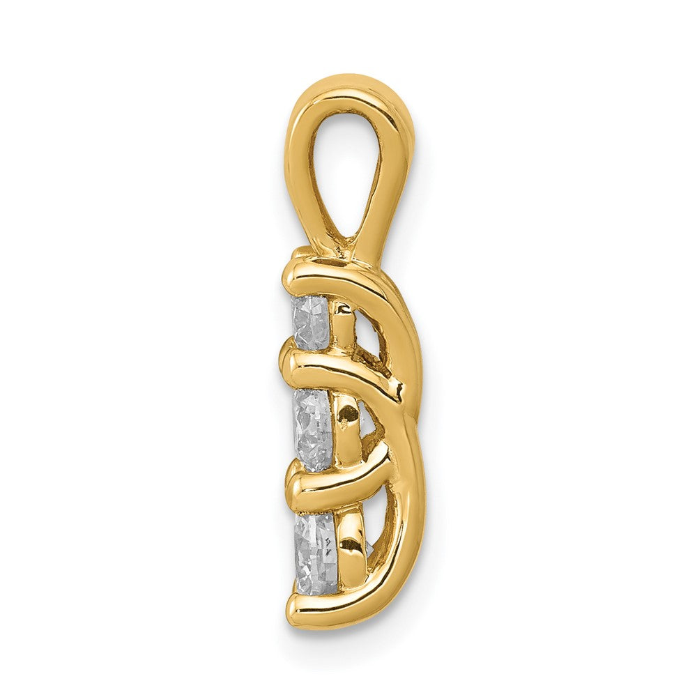 14K Gelbgold AAA Echter-Diamant-Dreisteinanhänger