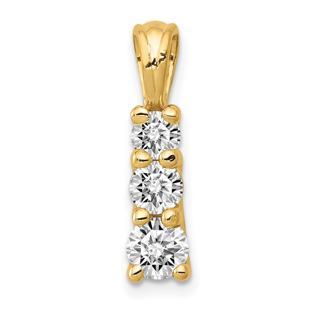 14K Gelbgold AAA Echter-Diamant-Dreisteinanhänger