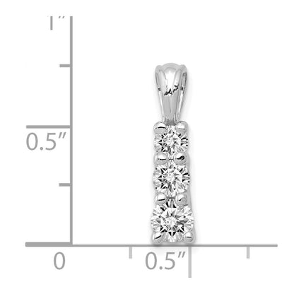 14K Weißgold Dreisteinanhänger mit echten AAA-Diamanten