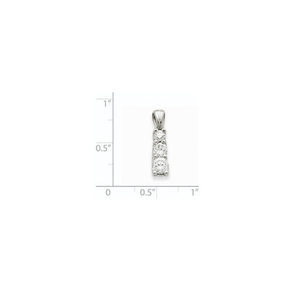 14K Weißgold Dreistein-Anhänger mit echten Diamanten