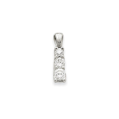 14K Weißgold AAA Echtdiamant-Anhänger mit drei Steinen