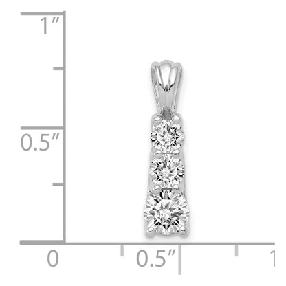14 Karat Weißgold Anhänger mit drei echten Diamanten der Qualität AA