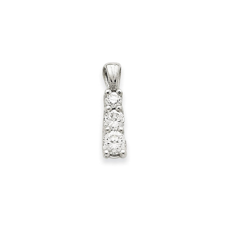 14K Weißgold Dreistein-Anhänger mit echten Diamanten