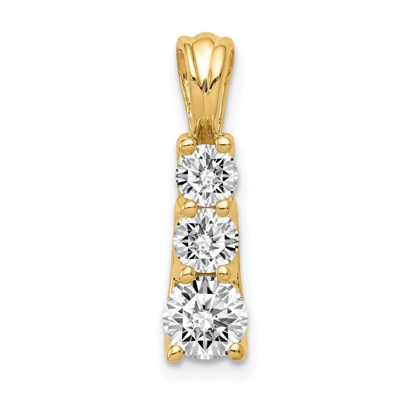 Großer Dreistein-Anhänger mit AA-Diamanten aus 14K Gold
