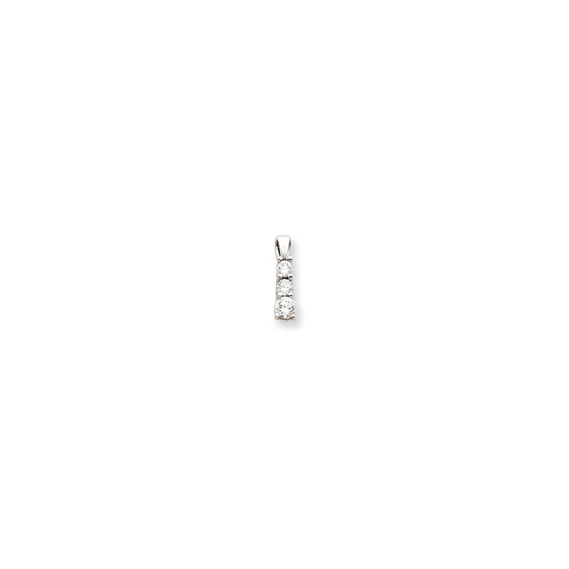 14K Weißgold Großer Dreistein-Anhänger mit echtem Diamant