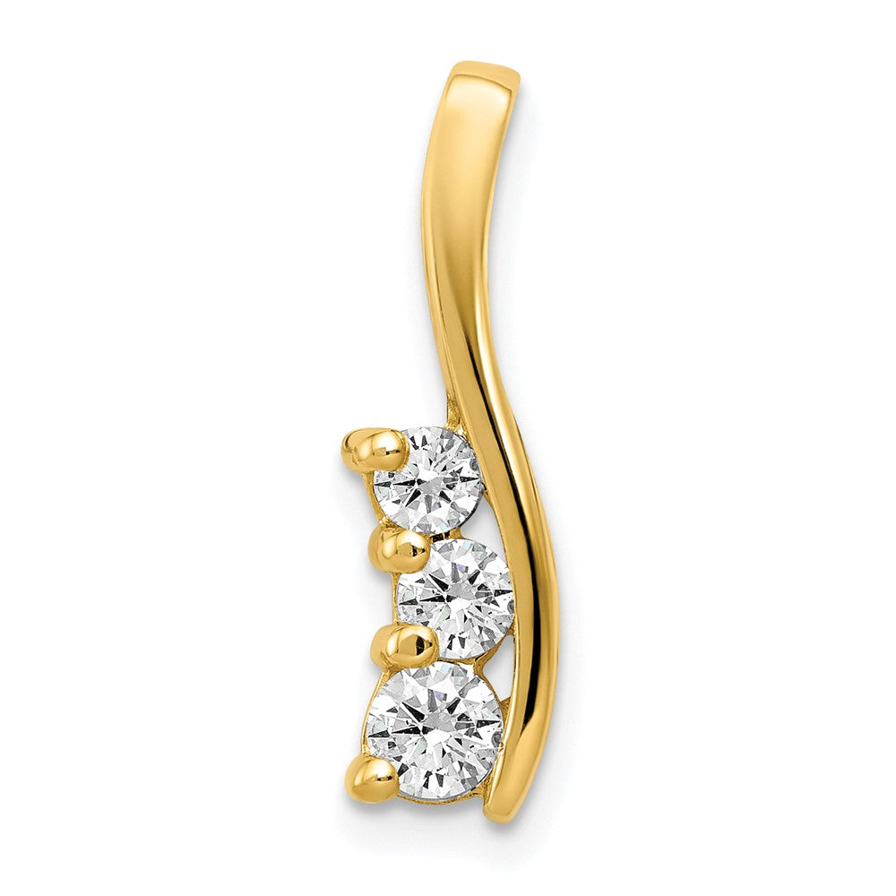 14K Gelbgold Diamant-Anhänger, klein, mit gebogenem Stab, Dreistein