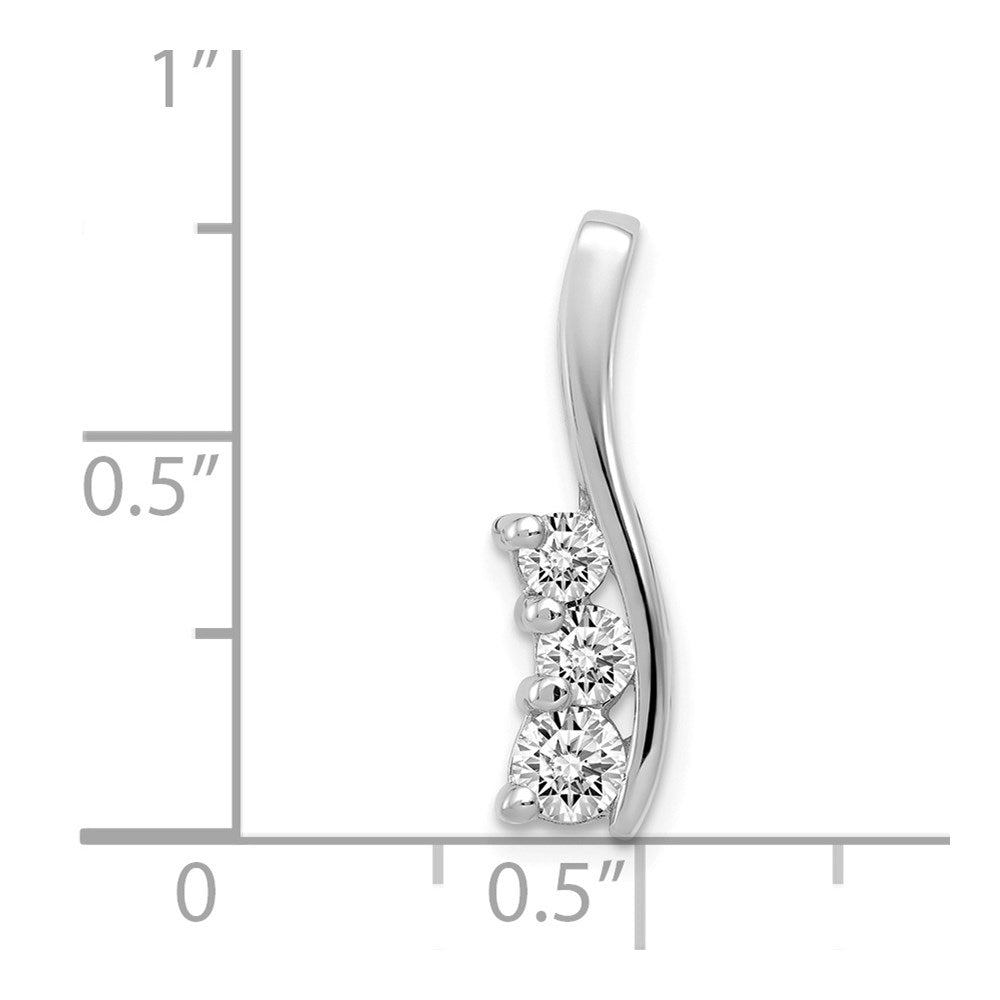 14K Weißgold Kleiner Dreistein-Anhänger mit gebogenem Steg und VS-Diamanten