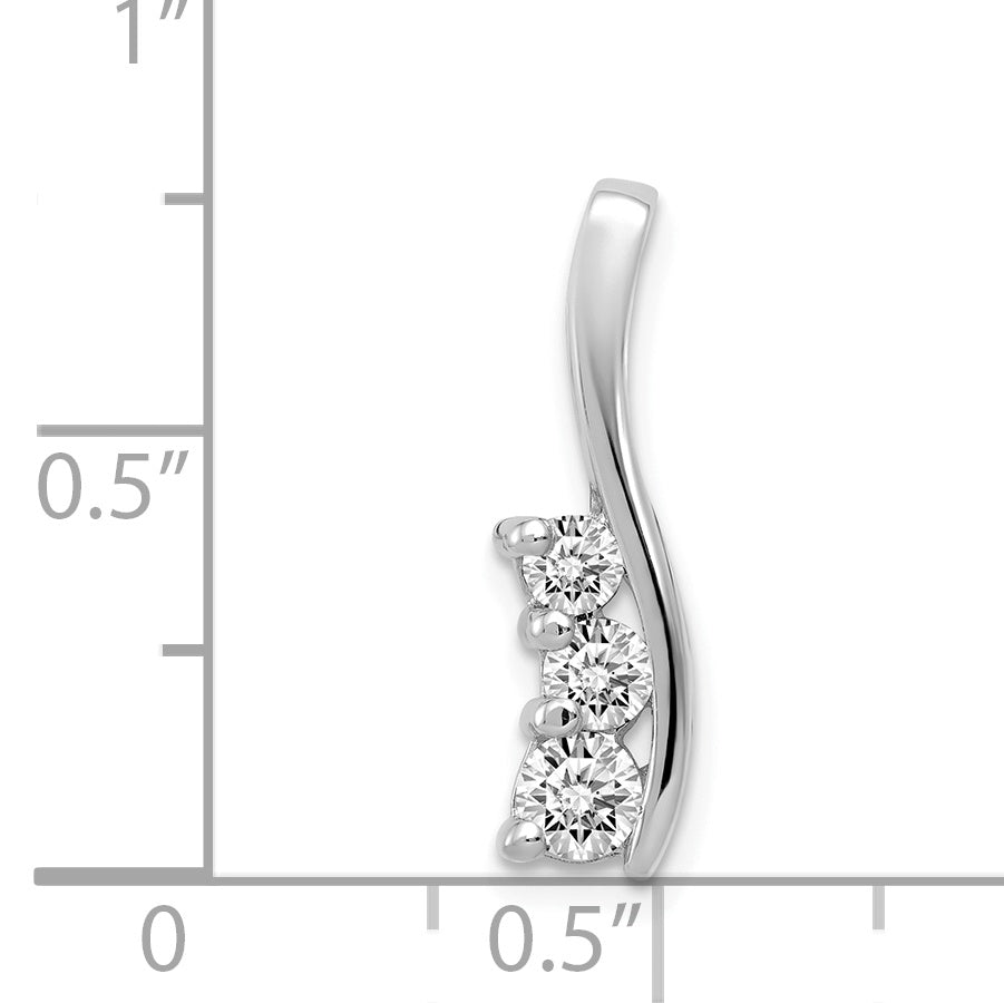 14K Weißgold Diamant-Kette mit kleinem geschwungenem Dreistein-Steg-Anhänger