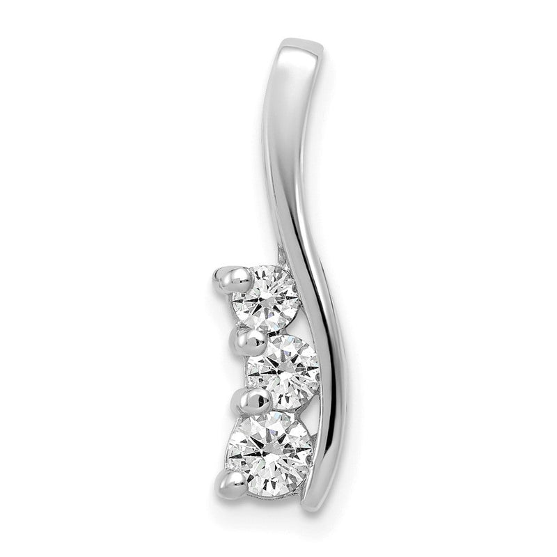14K Weißgold Dreistein-Anhänger mit gebogenem Steg und VS-Diamanten