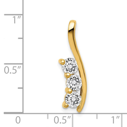14K Gelbgold Dreistein-Anhänger mit geschwungenem Steg und Diamanten