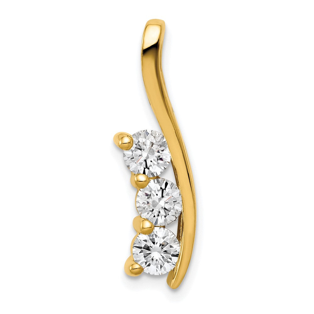 14K Gelbgold Dreistein-Anhänger mit geschwungenem Steg und Diamanten