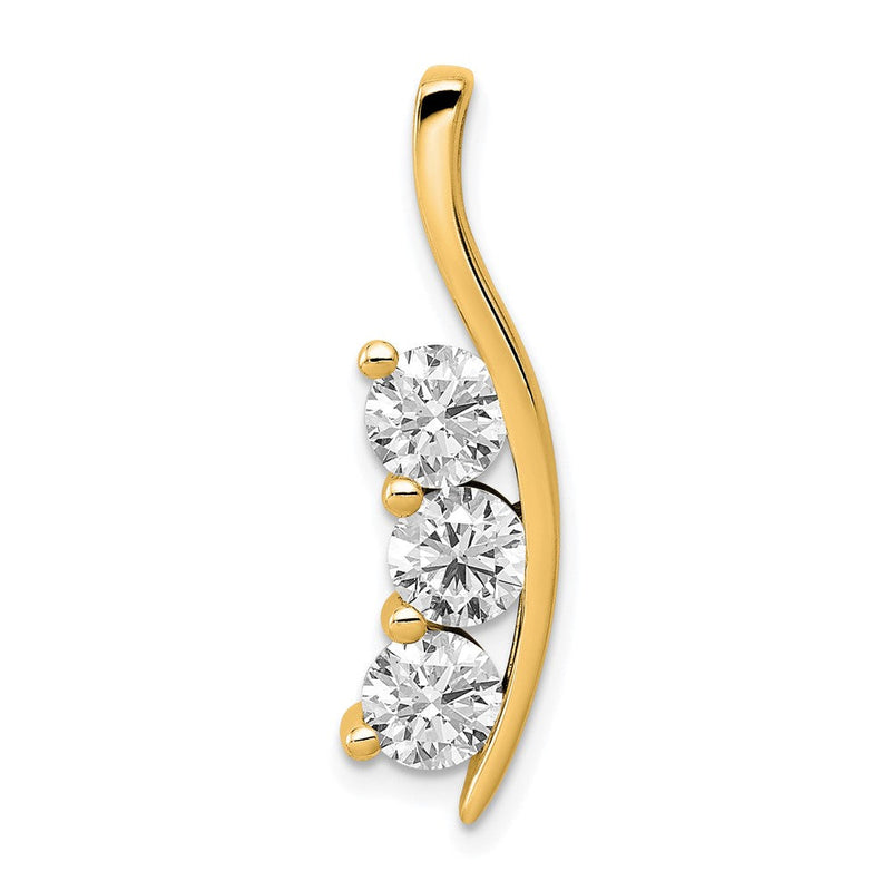 14K Gold Diamant-Dreistein-Anhänger mit geschwungenem Steg