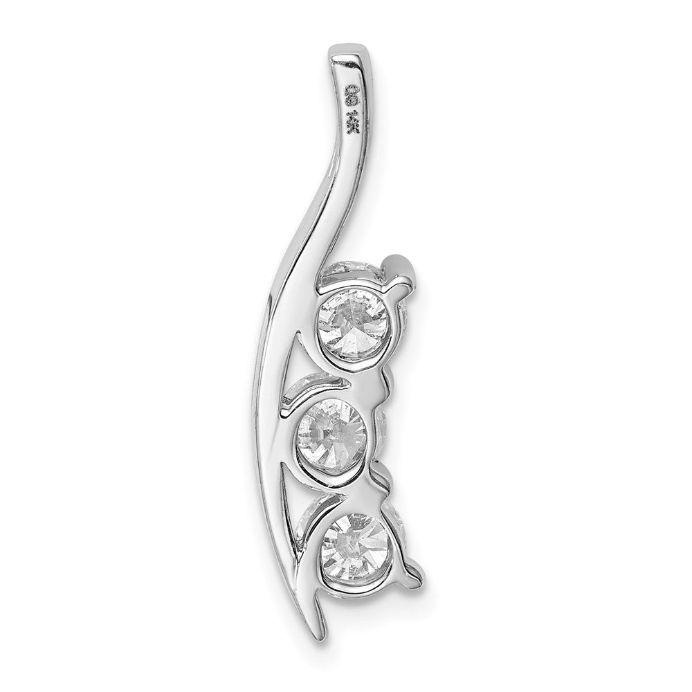 Anhänger 14K Weißgold mit AA-Diamanten im Dreistein-Design, gebogen
