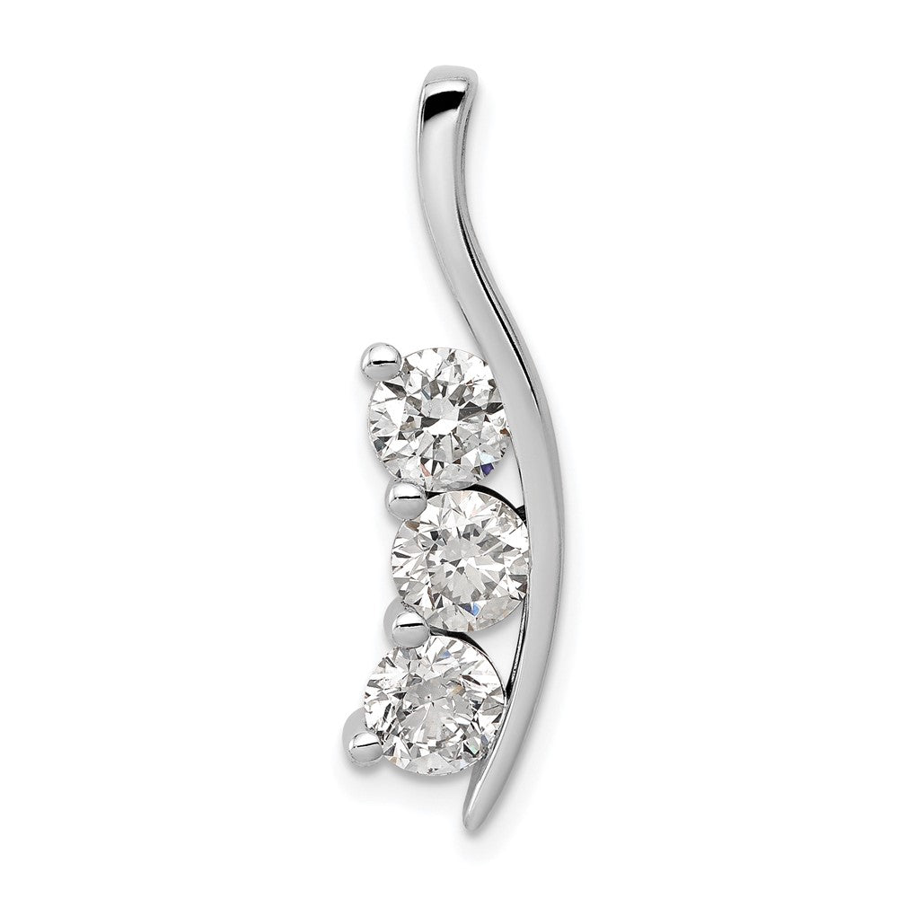 Anhänger 14K Weißgold mit AA-Diamanten im Dreistein-Design, gebogen