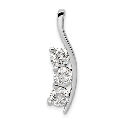 Anhänger 14K Weißgold mit AA-Diamanten im Dreistein-Design, gebogen
