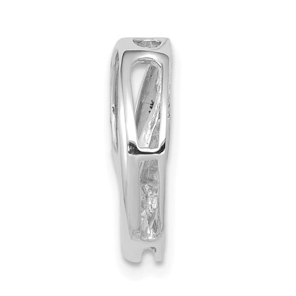 14K Weißgold 3,2 mm Kette mit Dreistein-Kreis-Anhänger zum Aufschieben mit VS-Diamanten