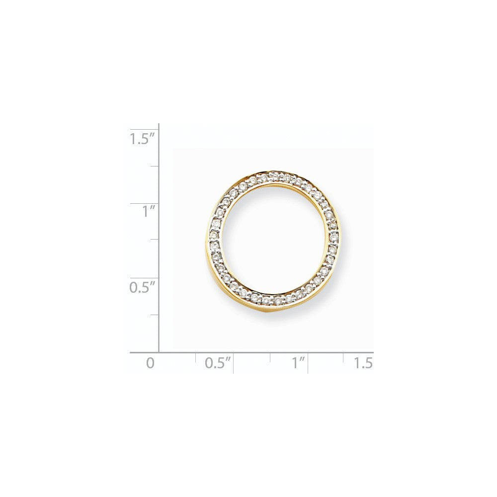 14K Gelbgold Kreis-Anhänger mit echten AAA-Diamanten