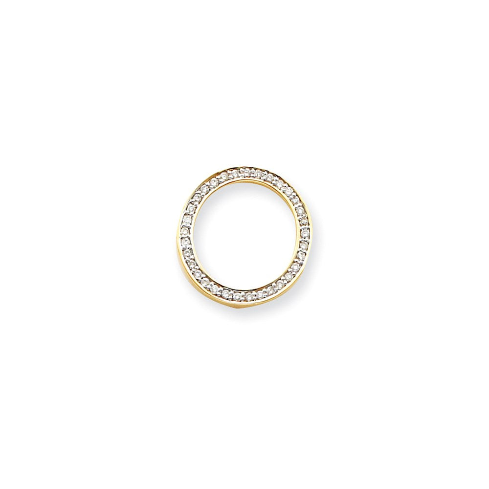 14K Gelbgold Kreis-Anhänger mit echten AAA-Diamanten