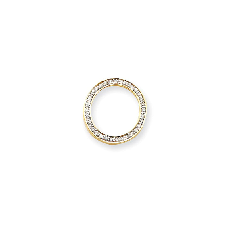 14K Gelbgold Kreis-Anhänger mit echten AAA-Diamanten