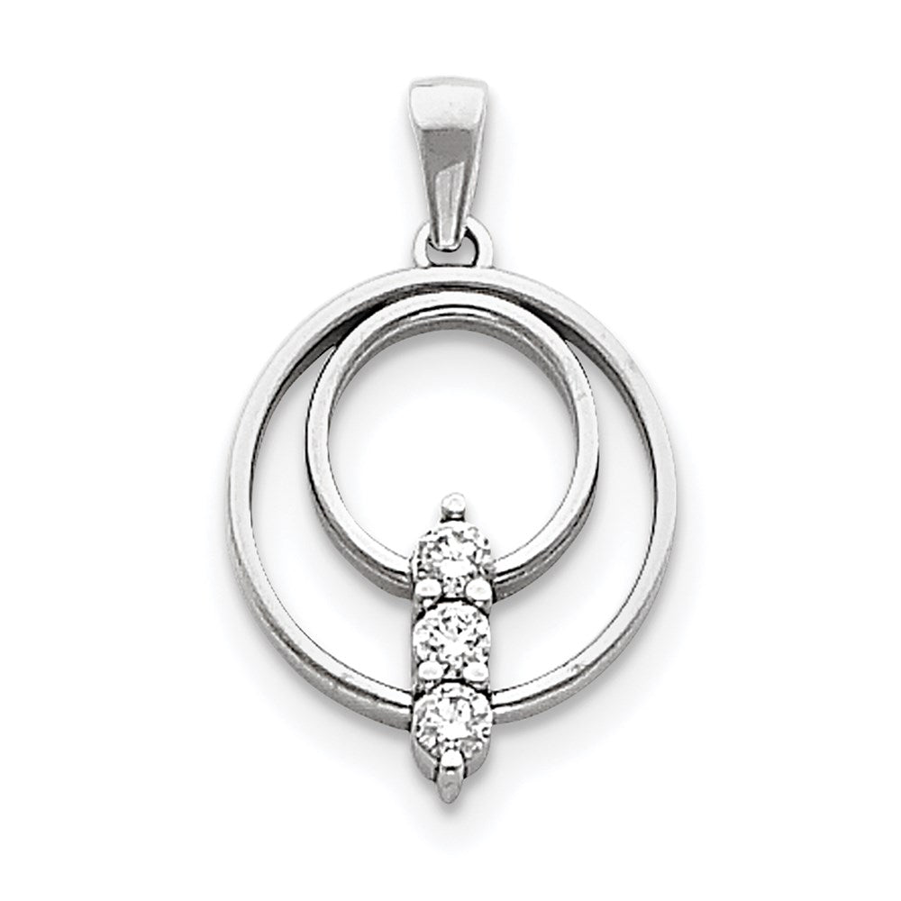 14K Weißgold Dreistein-Diamant-Anhänger
