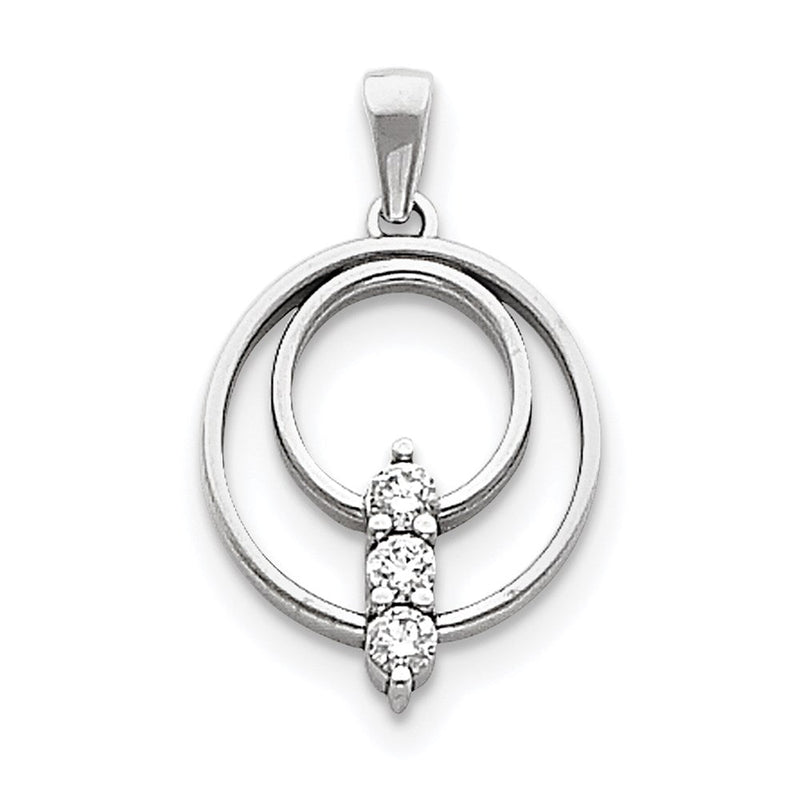 14K Weißgold Dreistein-Anhänger mit AA-Diamanten