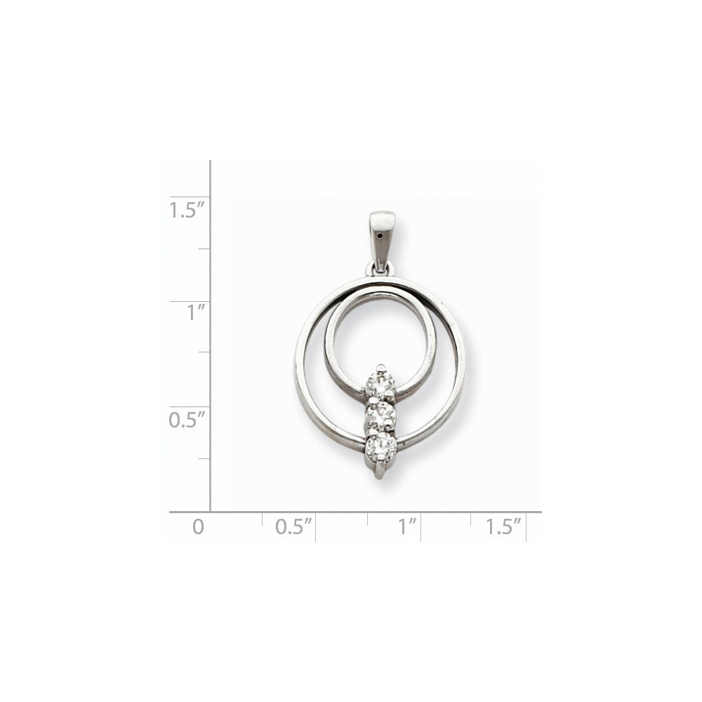 14K Weißgold Anhänger mit Diamanten im Dreistein-Kreisdesign, VS, 0,51 ct. Gesamtgewicht