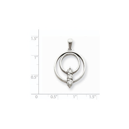 14K Weißgold Anhänger mit Diamanten im Dreistein-Kreisdesign, VS, 0,51 ct. Gesamtgewicht