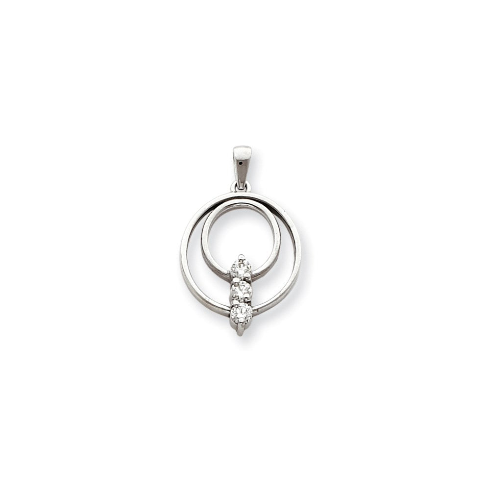 14K Weißgold Anhänger mit Diamanten im Dreistein-Kreisdesign, VS, 0,51 ct. Gesamtgewicht