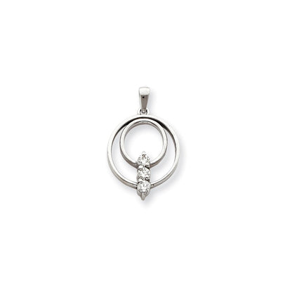 14K Weißgold Anhänger mit Diamanten im Dreistein-Kreisdesign, VS, 0,51 ct. Gesamtgewicht