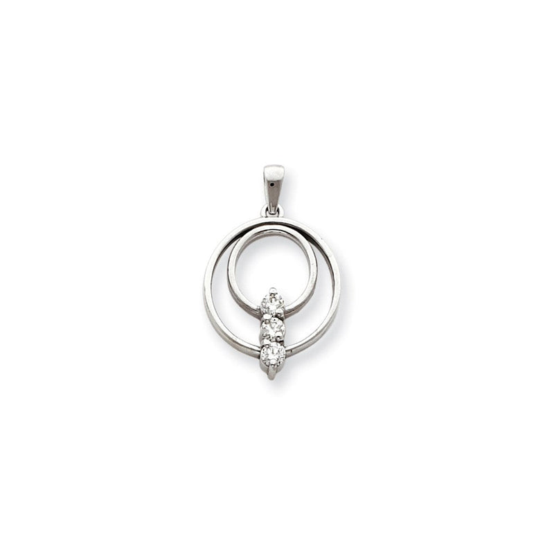 14K Weißgold Anhänger mit Diamanten im Dreistein-Kreisdesign