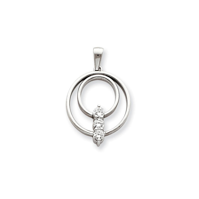 14K Weißgold Diamant-Dreistein-Anhänger AAA