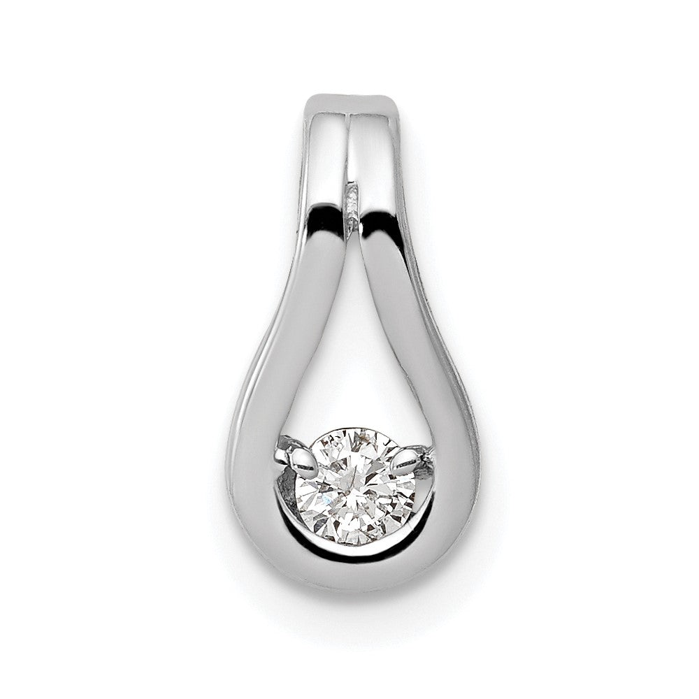14K Weißgold Diamant-Anhänger in Tropfenform, 2,8 mm, A-Qualität