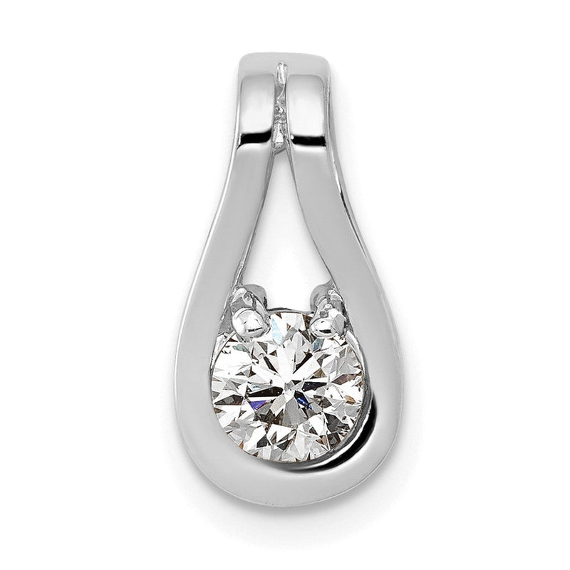 14 Karat Weißgold 4,7 mm A Diamant Tropfen-Anhänger zum Aufschieben