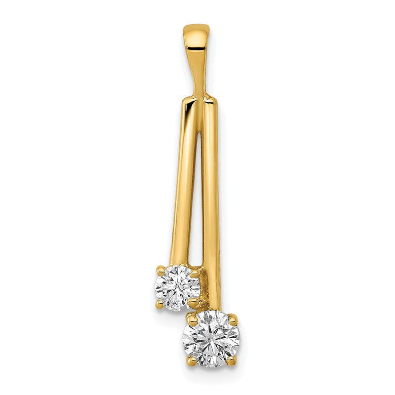 14K Gelbgold Diamant-Anhänger mit zwei Steinen AAA