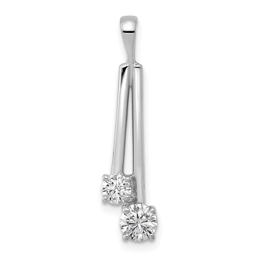 14K Weißgold Diamant-Anhänger mit zwei Steinen, AAA-Qualität