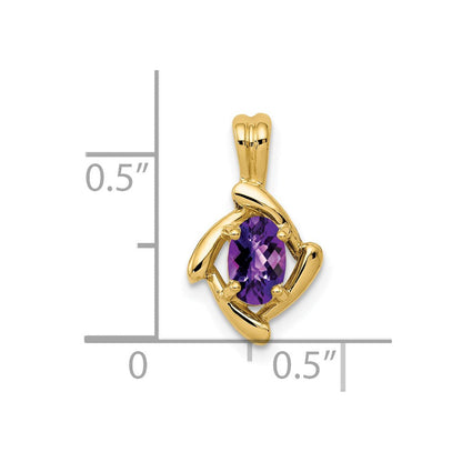14K Gelbgold Anhänger mit ovalem Amethyst im Schachbrettschliff, 6x4mm